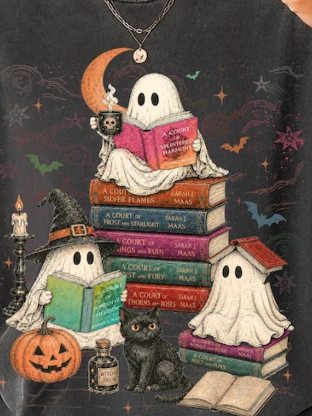 Comfort Colors Pepper Halloween Reading Ghosts Graphic Tee - Picture 2 of 4